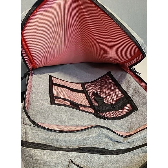 Laptop Tablet Backpack w/ Snap Zipper Lightweight Polyester Men Women Teens Gray - Picture 3 of 7